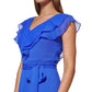 Vestido midi com cinto e babados DKNY feminino, roxo, tamanho 12