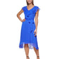Vestido midi com cinto e babados DKNY feminino, roxo, tamanho 12