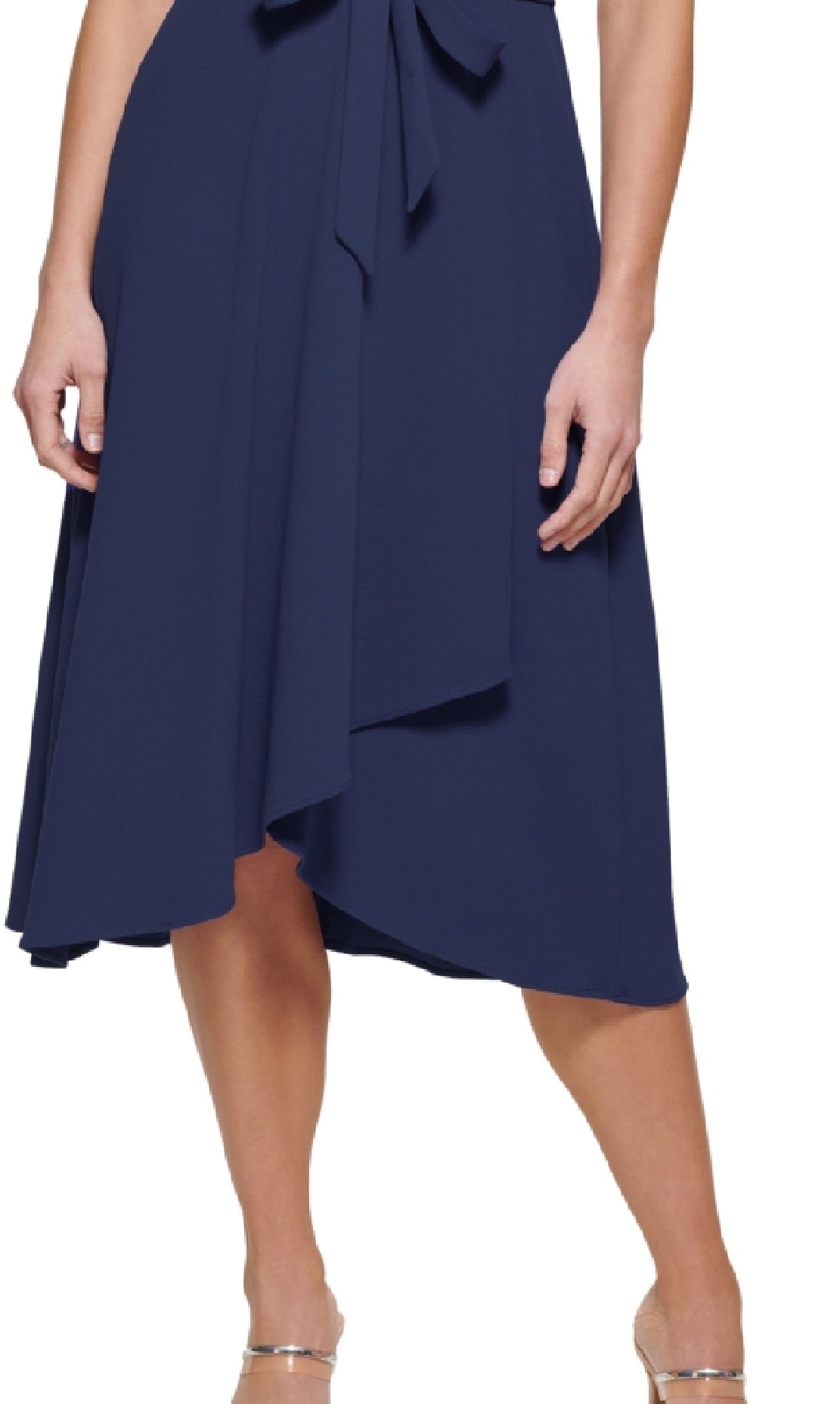 Vestido envelope falso com mangas esvoaçantes DKNY feminino, azul, tamanho 10