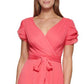 Vestido envelope falso feminino DKNY com mangas em camadas, vermelho, tamanho 16