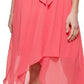 Vestido envelope falso feminino DKNY com mangas em camadas, vermelho, tamanho 16