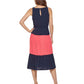 Vestido midi DKNY feminino com blocos de cores, azul, tamanho 14