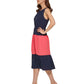 Vestido midi DKNY feminino com blocos de cores, azul, tamanho 14