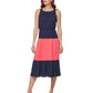 Vestido midi DKNY feminino com blocos de cores, azul, tamanho 14