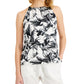 Top Halter com Estampa Floral de Cetim Feminino Donna Karan Preto Tamanho X-G