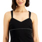 Blusa sem mangas Donna Karan Luxe Stitch feminina, preta