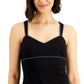 Blusa sem mangas Donna Karan Luxe Stitch feminina, preta