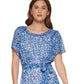 Vestido estampado feminino DKNY, azul, tamanho 6