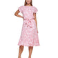 Vestido midi com cinto e estampa abstrata DKNY feminino, rosa, tamanho 8