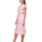 Vestido midi com cinto e estampa abstrata DKNY feminino, rosa, tamanho 8