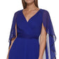 Vestido feminino DKNY com decote em V e costas abertas, azul, tamanho 14