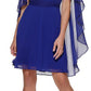 Vestido feminino DKNY com decote em V e costas abertas, azul, tamanho 14