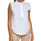 Blusa feminina DKNY com babados, branca, tamanho grande