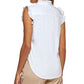Blusa feminina DKNY com babados, branca, tamanho grande