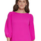 Vestido feminino DKNY com bainha franzida e manga cotovelo, roxo, tamanho 14