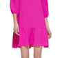 Vestido feminino DKNY com bainha franzida e manga cotovelo, roxo, tamanho 14