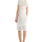 Vestido midi de crochê Donna Karan feminino, branco, tamanho pequeno