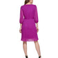 Vestido plissado frontal com amarração sólida DKNY feminino, rosa, tamanho 12