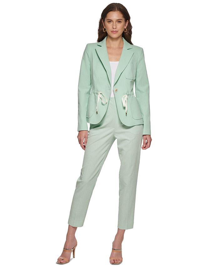 Calça feminina DKNY cintura alta frente lisa verde tamanho 16