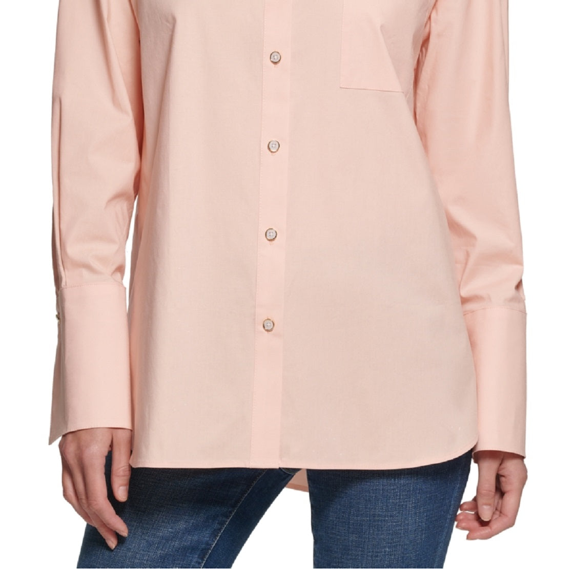 Camisa feminina grande com botões DKNY laranja tamanho XX-G