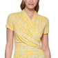 Blusa envolvente estampada feminina DKNY, amarela, tamanho grande