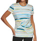 Top listrado com nó lateral feminino DKNY, verde, tamanho médio