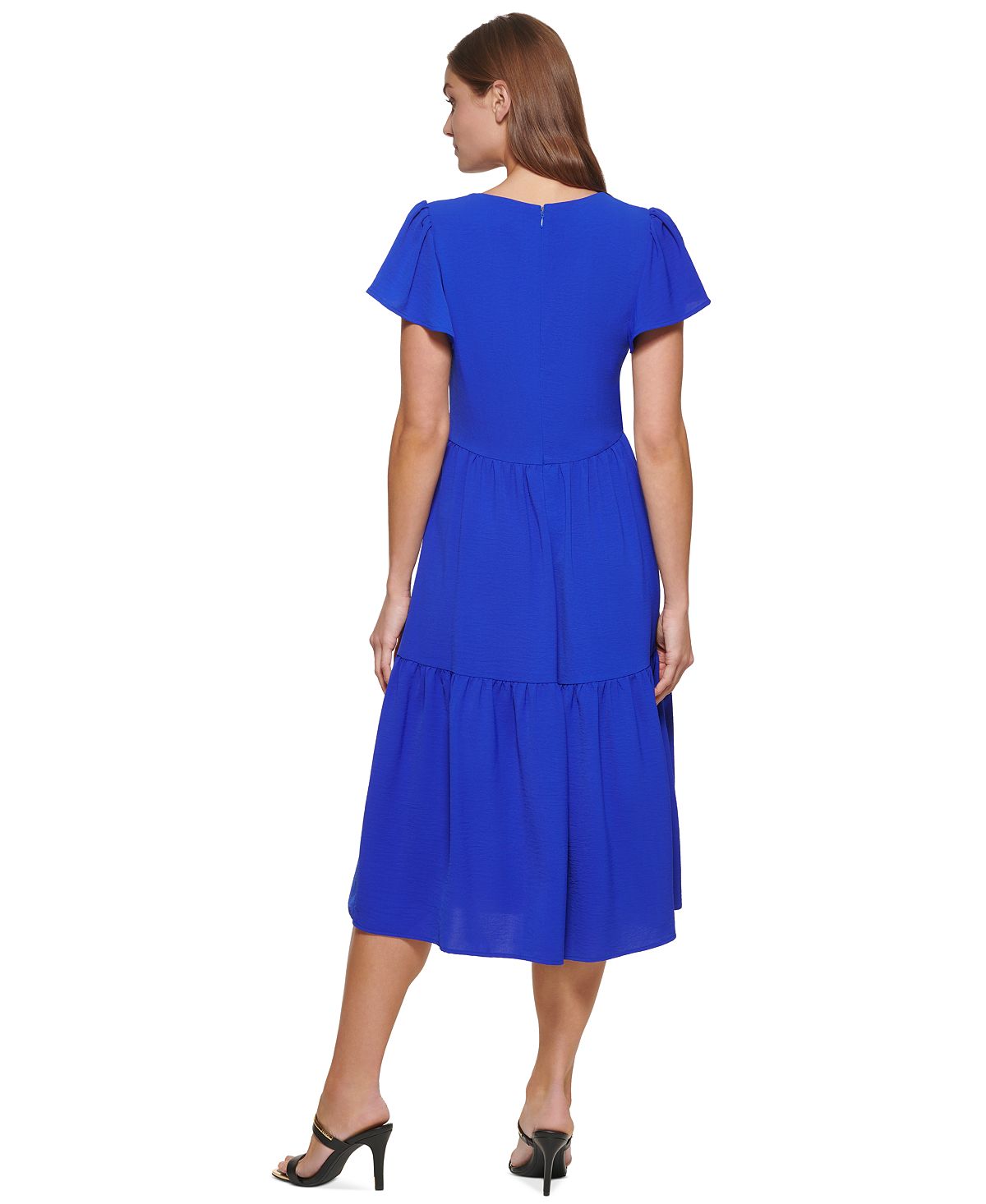 Vestido midi feminino DKNY em camadas, roxo, tamanho 12, pequeno