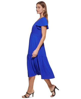 Vestido midi feminino DKNY em camadas, roxo, tamanho 12, pequeno
