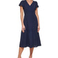 Vestido midi feminino DKNY em camadas, azul, tamanho 8