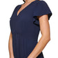 Vestido midi feminino DKNY em camadas, azul, tamanho 8