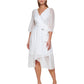 Vestido midi DKNY feminino com recortes e recortes falsos, tamanho 16
