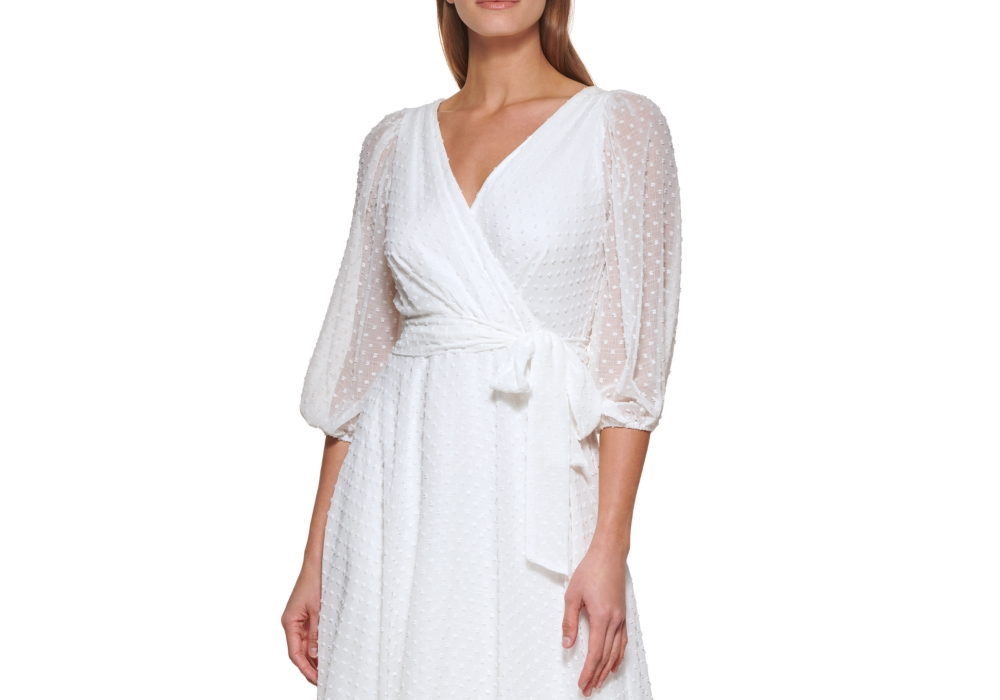 Vestido midi DKNY feminino com recortes e recortes falsos, tamanho 16