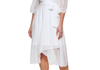 Vestido midi DKNY feminino com recortes e recortes falsos, tamanho 16