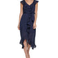 Vestido midi com babados DKNY feminino azul tamanho 16