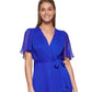 Vestido envelope falso com mangas esvoaçantes DKNY feminino, azul, tamanho 16