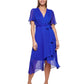 Vestido envelope falso com mangas esvoaçantes DKNY feminino, azul, tamanho 16
