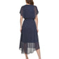 Vestido feminino DKNY com babados e cintura franzida, azul, tamanho 6