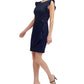 Vestido sarongue feminino DKNY azul com mangas esvoaçantes, tamanho 10, pequeno