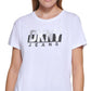 Camiseta feminina DKNY com logotipo metálico, branca, tamanho XX-S
