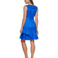 Vestido envelope falso com babados DKNY feminino, azul, tamanho 8