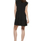 Vestido feminino DKNY com decote em camadas e amarração, preto, tamanho extrapequeno