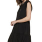 Vestido feminino DKNY com decote em camadas e amarração, preto, tamanho extrapequeno