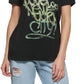 Camiseta feminina DKNY com logotipo Graffiti, preta, tamanho grande
