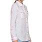 Camisa feminina estampada DKNY com botões, rosa, tamanho grande