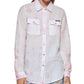 Camisa feminina estampada DKNY com botões, rosa, tamanho grande