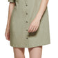 Vestido feminino DKNY com manga bufante e botões frontais, verde, tamanho médio