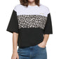 Camiseta feminina DKNY com estampa de leopardo e manga curta, tamanho P, branca