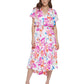 Vestido midi feminino DKNY com cintura franzida, rosa, tamanho 10, pequeno