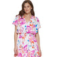 Vestido midi feminino DKNY com cintura franzida, rosa, tamanho 10, pequeno