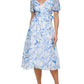 Vestido envelope falso com manga balão feminino DKNY, branco, tamanho 2, pequeno